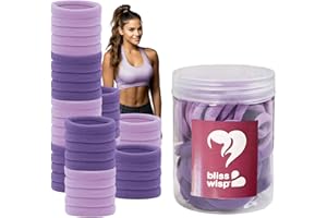 BLISSWISP Zestaw 50 Wielokolorowych Gumki do włosów Unisex - Idealne dla Kobiet, Dziewczynek, Man Bun, Elastyczne i Mocne, w Praktycznym Opakowaniu (Fioletowy)