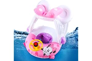 YISSCEN Anneau de Natation pour bébé,Bouee pour Bebe avec Toit,Bouée Flamant Rose,Bouee Piscine Bebe,Bouée Siège Gonflable pour Bébé,Bouee Bateau pour Bébé Ajustable,Flotteur bébé de 6 Mois à 48 Mois