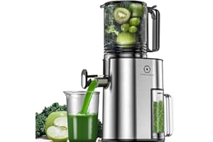 CelerySpec Slow Juicer Testsieger, Entsafter für Ganze Gemüse und Obst, Juicer Machine mit 130 mm Einfüllöffnung, 1,8L, BPA-frei, 250W, Rücklauffunktion, einfache Reinigung, Edelstahl Schwarz