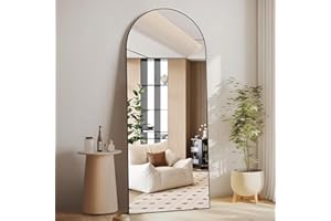 ‎CASSILANDO CASSILANDO Full Length Mirror, 165 x 60 cm, Curved Floor Mirror with Stand, Hanging or Leaning on the Wall, Large Bedroom for Wardrobe (Black)