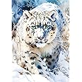 AIRDEA 5D Snow Leopard Diamond Art Painting Kits, Leopard Animal DIY Full Drill Crystal Rhinestone Painting Art Kits, Embroidery Painting Art Picture Crafts for Home Wall Decor 30x40cm