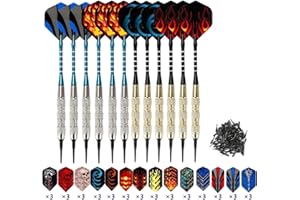 Sinwind Flechette Pointe Plastique [18g], Kit de 12 Fléchettes pour Jeux de Flechettes-Électronique (42 Vols + 100 Pointes)