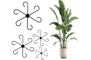 RoserRose Pflanzenstütze Set, 4 Stück Staudenhalter, Blumen, Rosen, Tomaten - Monstera Rankhilfe und Pflanzenhalter - Stützen für Zimmerpflanzen, Stauden und Blumen (Schwarz)