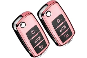MOICAINY 2 Stück Autoschlüssel Hülle + Reinigungsgel Auto,Schlüssel Hülle Kompatibel VW Golf Seat Schlüsselhülle Cover 3-Tasten TPU Auto Schlüssel Cover