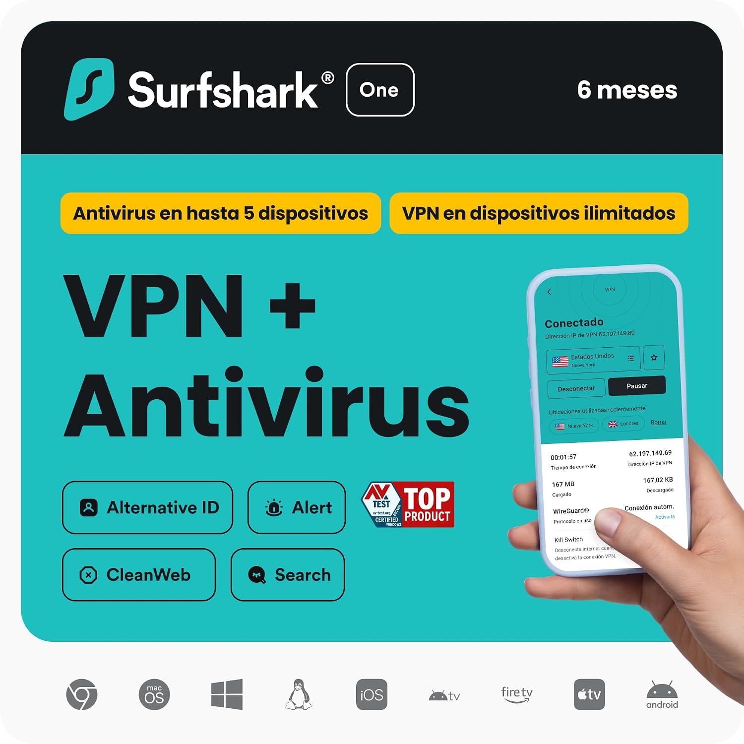Test Complet & Analyse de Fiabilité : Surfshark ONE VPN Ilimitada 6 Meses VPN Antiv