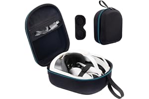 XINGFUDAO Hartschalenkoffer für Meta Quest 3 VR-Headset mit Elite-Riemen, Aufbewahrung für Spielkonsole und verstecktem Zubehörfach (schwarz) (5)