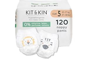 Kit & Kin Pannolini a Mutandina Ecologici Taglia 5 Ipoallergenici e Sostenibili (20 x 6 Confezioni, 120 Pannolini)