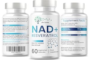 SOLEIL COLLECTIONS NAD Supplement 1000mg with True NAD+ 500mg & Resveratrol 250mg for Cellular Energy and Healthy Aging Support