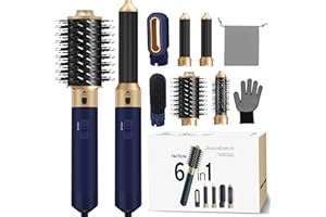 YEEGNAR Hair Styler 6 in 1, Airstyler Haarstyler Set mit Rundbürstenföhn, Warmluftbürste, Airflow Lockenstab Automatisch, Haartrockner, Haarglätter Bürste für Glätten, Trocknen, Volumen, Locken