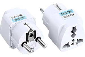 ECVV [2 Piece] Plug Converter, Travel Adapter, Universal Socket Travel Adaptor E/F, Adaptor for USA to Europe | EU Socket | for Business Trip Holiday Hotel Airport for Cell Phone, Laptop (White)