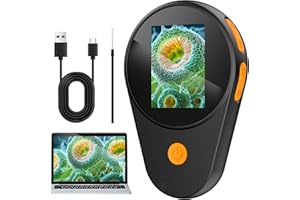 HUTACT Microscopio Digitale Portatile per Bambini: 500x Microscopio Tascabile con Schermo IPS da 2,0”, 200w Pixel, LED Regolabili a 3 Livelli, per Bambini da 6 anni, Connessione USB al PC
