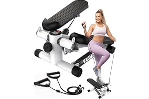 Yagud Mini Stepper Exercise Machine, Steppers for Exercise Workout, Steppers with Resistance Bands, Step Machine Exerciser for Home, Stair Stepper with LED-Display, Space Saving, Full Body Training