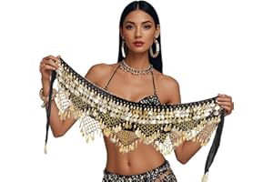 Leemiman Women Triangle Belly Dance Hip Belt with Gold Coins Dance Costume Wrap Skirts
