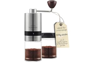 SILBERTHAL Manuell kaffekvarn - rostfritt stål - 6 justerbara nivåer - bärbar kaffekvarn - med förvaringsbehållare och rengör