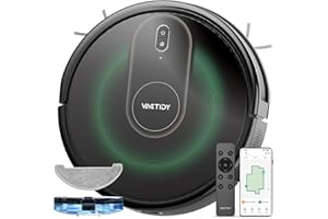 Vactidy Robot Aspirador T8, Robot Aspirador y Fregasuelos con Potente Succión, Depósito 2 en 1, Aspira, Barre, Mopa, 100mins Autonomía, Control por App/Alexa/Google Home/Siri, para Mascotas