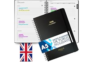 MILULA STUDIOS 2026 Diary Week to View – A5 Dated Planner - Minimalist Weekly & Daily Planner Inspires Productivity – A5 Week To View - Home, School & Office, Hard Back - January to December Diary 2026