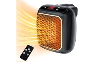 FINADE Plug in Heater, 1200W Fan Heaters for Home 2 Mode PTC Ceramic Heaters 1-12H Timer Overheating Protection w Remote Control Electric Heater Energy Efficient BS Plug for Bedroom Office Kitchen Bathroom