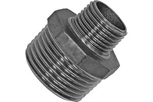 MegaHaustechnik Reduzier Nippel aus V4A Edelstahl mit Außengewinde AG x AG 2" x 1 1/2" Zoll reduziert Gewinde Fitting Trinkwasser Verschraubung Verbinder Reduzierung Stück Rohr Adapter Übergang