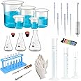 Bello Professional Lab Experimental kit - Combo of 32 Products Beaker, Cylinder, Conical Cleaning Brush Tube Stand & Holder for School Collage Chemistry Lab Laboratory