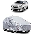 WRAPSTRIC Water-Resistant Car Cover for Toyota Innova – Dustproof, UV Protection, Scratch Resistance, Secure Buckle Strap, Elastic Front & Rear – Silver