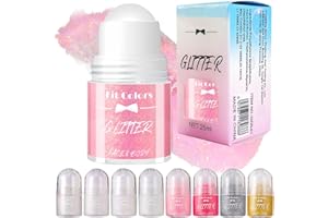 HONGECB Glitter Gel Corpo Roll-On, Brillantini Olografici per Viso, Capelli e Corpo, Make Up Luminoso per Festival, Rave, Party e Natale (Rosa chiaro olografico n. 05)