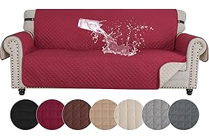 ‎YSTELLAA YSTELLAA Sofa Überzug 3 Sitzer, Wasserdicht Sofabezug, Sofaschoner rutschfest Mit Armlehnen, Couchschoner Sofa Cover, Durable Sofa Bezüge, Sofaschutz Für Haustier Katze Hunde, Burgunderrot