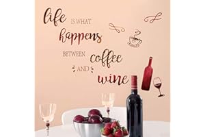 decalmile Adesivi Murali Cucina Bottiglia di Vino Adesivi da Parete Frasi Scritte caffè Decorazione Murale Soggiorno Sala da Pranzo Ristorante
