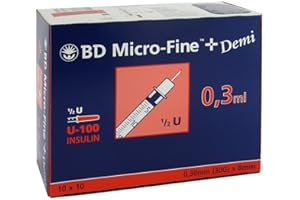 BECTON DICKINSON GMBH BD Micro-FineTM+ U 100 Insulin Shots 0.3 x 8 mm (Pack of 100)