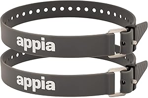 Appia Straps Lot de 2 sangles de serrage 50 cm Gris avec sangles pour vélo, ski, vélo, vélo, camping, bricolage en TPU avec boucle en aluminium inoxydable