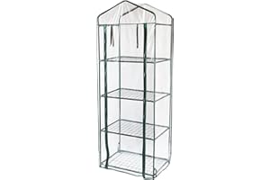 MONSTER SHOP Mini Invernadero de 4 Niveles PVC Transparente Cubierta Impermeable Estantes Pequeños Casa de Cultivo de Plantas Jardín al Aire Libre Marco de Acero | Pala Gratis