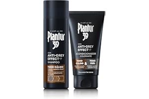 Plantur 39 Anti-Grey effect 5,6-DHI & Caffeine Shampoo Tono Cálido 200 ml + Acondicionador Colorante 150 ml | Cabello gradualmente más oscuro y fuerte | Disimula las canas de forma controlada