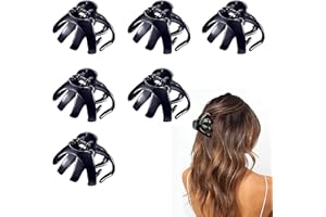Basetousual 6 pinzas Pinza de Pelo Negro Grande, Pinza de Pelo de pulpo Negro, con Mango, Pinza para el Cabello, Pinzas para el Cabello de Plástico para Niñas, para Cabello Grueso