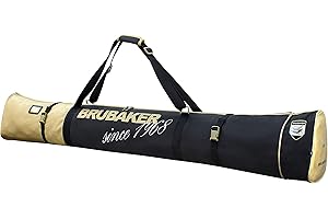 BRUBAKER 'Carver Pro Saint-Moritz' - Housse à Skis rembourrée - pour 1 Paire de Skis & bâtons - 170 cm ou 190 cm - Noir/Doré
