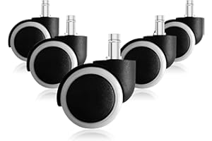 TIANSHU Rotelle per sedie da ufficio, rotelle di ricambio sostituibili con funzione antigraffio e scorrevolezza, Mute (5 pezzi/set, bianco)