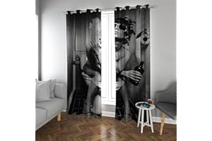 CTQTZ Tende oscuranti per bambini, in bianco e nero, con occhielli, 140 x 160 cm (larghezza x altezza), set da 2 pezzi, per decorazione della cameretta dei bambini