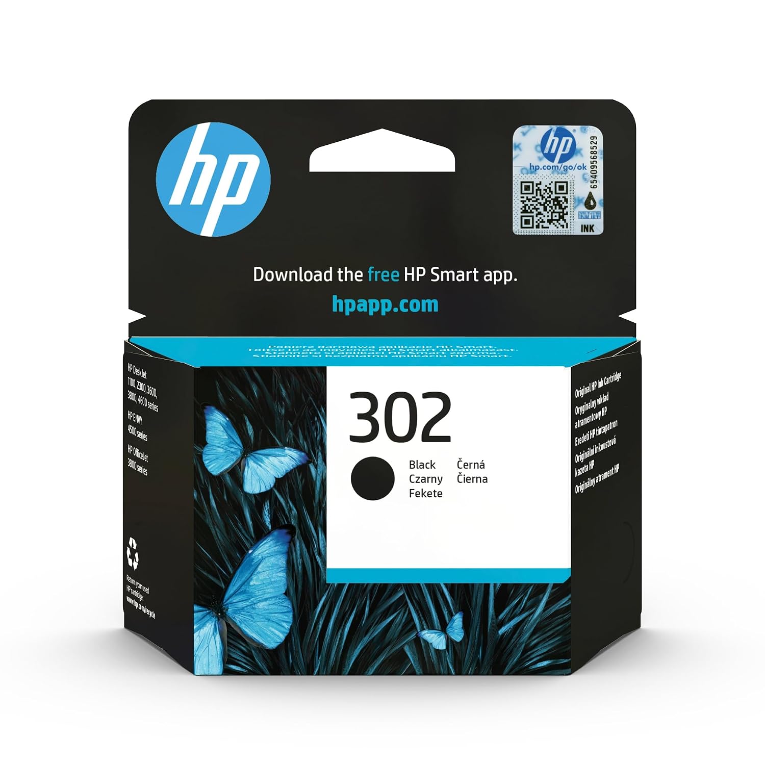 HP 302 Nero, Cartuccia Inchiostro Originale | Compatibile con HP DeskJet 1110, 2130, 3630, Envy 4520, OfficeJet 3830, 4650, 5220, 5230, 170 pagine (F6U66AE)