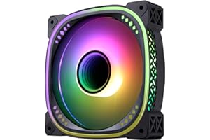 GOLDEN FIELD LG-II ARGB 120mm PC Case Fan Hola Black Gaming PC Cooling Fan Halo SYNC Addressable RGB Quiet Fan for Computer Case Colorful Inner and Outer Frames Lighting（Black）