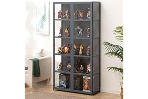 JSLJJBD Vitrina, Vitrina Cristal, Vitrina Expositora para Colecciones,Vitrina Transparente De Tres Lados, Diseño De Puerta De Lado A Lado, Gran Capacidad De Carga 82×33×161cm Darkgray