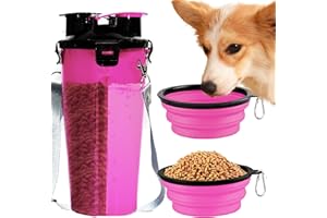 VERTUPET Tragbare Haustier Trinkflasche Wasserflasche für Hund Hundetrinkflasche mit 2 Faltbare Hundenäpfe für Unterwegs Katze Haustiere Auslaufsicher Wasserflasche