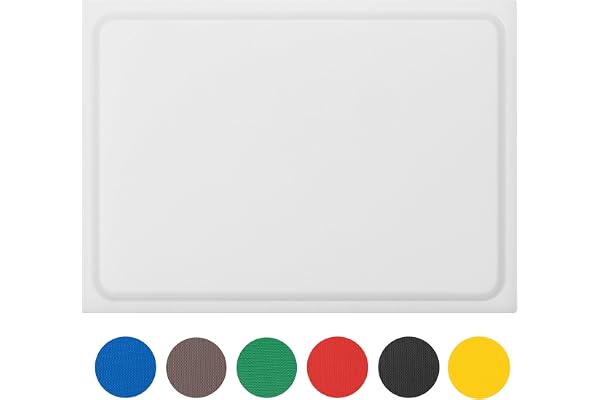 MUVELL Planche à découper en plastique PE-HD Blanc, 45x30x2 cm, passe au lave-vaisselle, extra épaisse, n'abîme pas les couteaux bac à jus (Blanc, 45x30x2 cm)