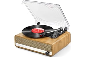 Udreamer Record Player with Speaker Bluetooth Turntable Vintage Vinyl Player Support USB AUX-in Headphone RCA Line-Out 3 Speed Belt-Driven Auto-Stop Mirror Design Golden