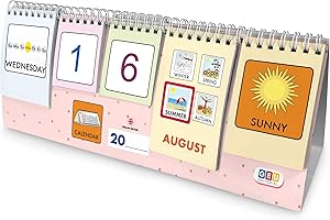 EDITORIAL GEU Calendrier de bureau pour enfants | Perpétuel avec des pictogrammes et des onglets combinables | Apprenez les jours, les mois, les années, les saisons et la météo - À partir de 3 ans (Anglais)