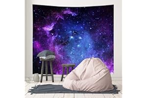 BCKAKQA Galaxy Tapestry - Psychedelic Universe Space Wall Hanging for Bedroom, Dorm, Living Room - Blue Purple Black Trippy Home Decoration (150X200cm, 59"X79")
