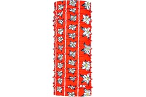 P.A.C. Original Edelweiß Rot Multifunktionstuch - nahtloses Mikrofaser Schlauchtuch, Halstuch, Schal, Kopftuch, Unisex, 10 Anwendungsmöglichkeiten
