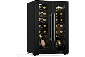 Klarstein Shiraz - Frigorifero per Vino a 2 Zone - 24 Bottiglie, a Libera Installazione, 5-18°C, Illuminazione a LED, Controlli Touch, Design Elegante, Cantinetta Climatizzata per Vino