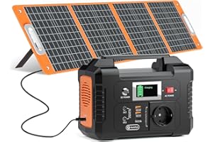 FF FLASHFISH FlashFish Powerstation mit Solarpanel 100W, 151Wh/ 200W Solargenerator mit AC 230V,Notstromaggregat Akku mit LCD Anzeige Camping Solaranlage Komplettset für Handys, Laptop, Drohnen