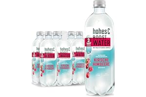 ‎HOHES C hohes C Boost Water Kirsche Himbeere (6 x 750ml), mit Multivitamin-Komplex, 8 wichtige Vitamine, nur 3kcal/100ml, ohne Zuckerzusatz, ohne Konservierungsstoffe, vegan
