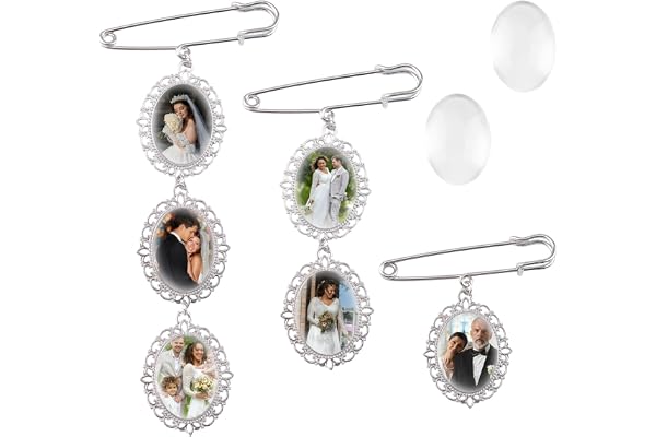 URROMA 3 st silverbukett foto berlockstift, bröllopsbukett berlock kit för gåva möhippa examen minnesmärke foto pin brosch för mamma