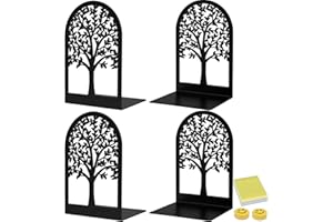 Qualsen 2 Paia Fermalibri Per Mensole， Reggilibri in Metallo Nero Reggi Libri， Reggilibri in Metallo ad Albero， Fermalibri Decorativi per Albero per Casa, Ufficio, Biblioteca, Studenti Regalo