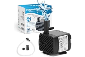 Nobleza- Bomba sumergible (3W 250L/H) Bomba de repuesto para fuentes para mascotas, acuarios, peceras, estanques, con accesorios Negro